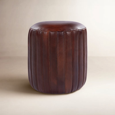 Ishti 15" Genuine Leather Pouffe