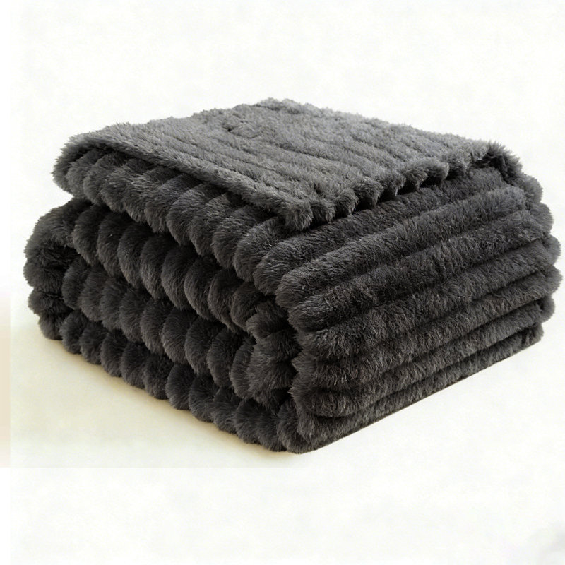 Léger à rayures - jeté en molleton doux de 300 g / m², couverture à rayures décorative et cadeau pour canapé, lit, canapé et salle de climatisation.