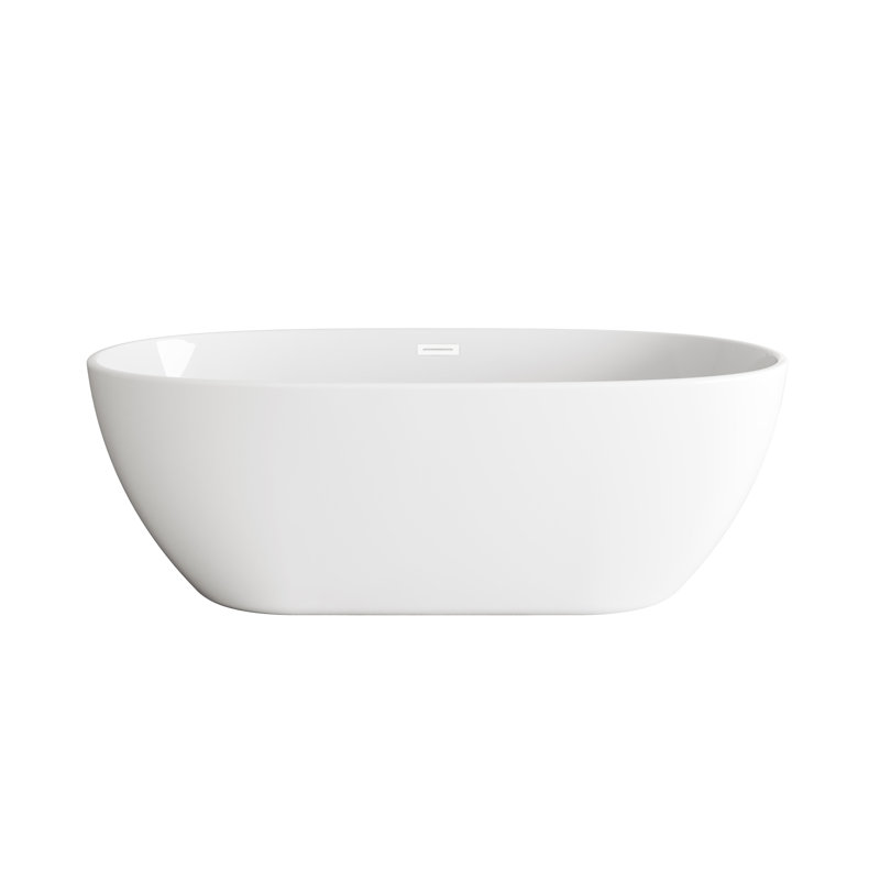 Cateisha 67'' x 30.7'' Soaking Acrylic Bathtub, Polished White