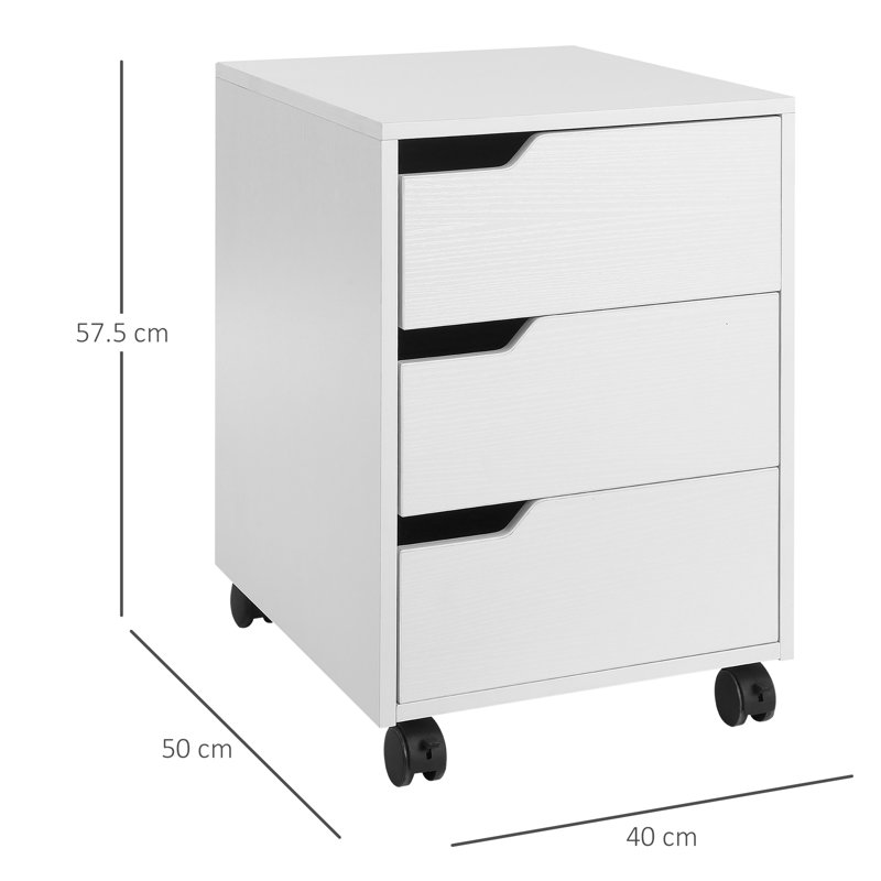 Noa 40cm Wide 3 -Drawer Mobile File Cabinet, White