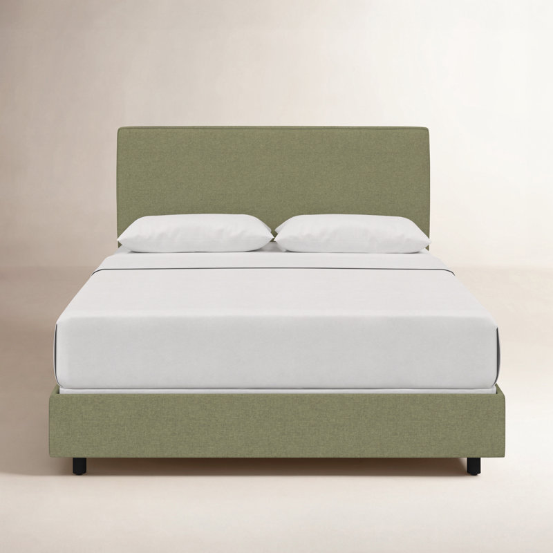 Lit tapissier standard en coton Marquise, Très grand, Lin laurier texturé Zuma