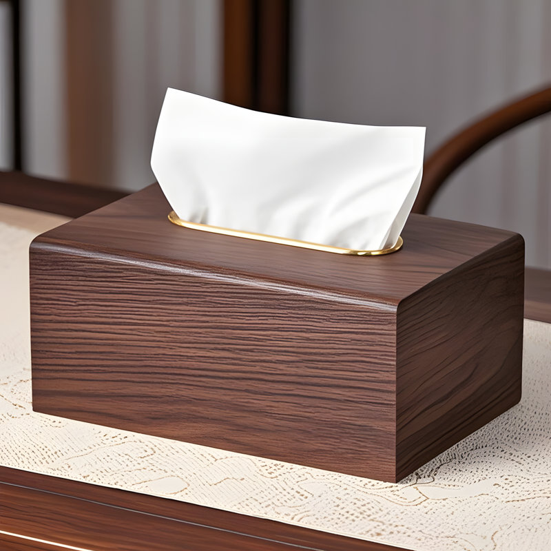 Porte-boîte à mouchoirs en bois massif - Distributeur de serviettes en bois de noyer noir de qualité supérieure pour le salon et la décoration intérieure