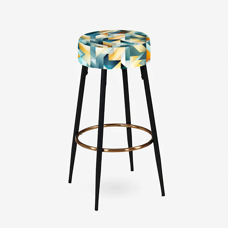 Ensemble de 2 tabourets de bar géométriques dorés à géométrie symétrique