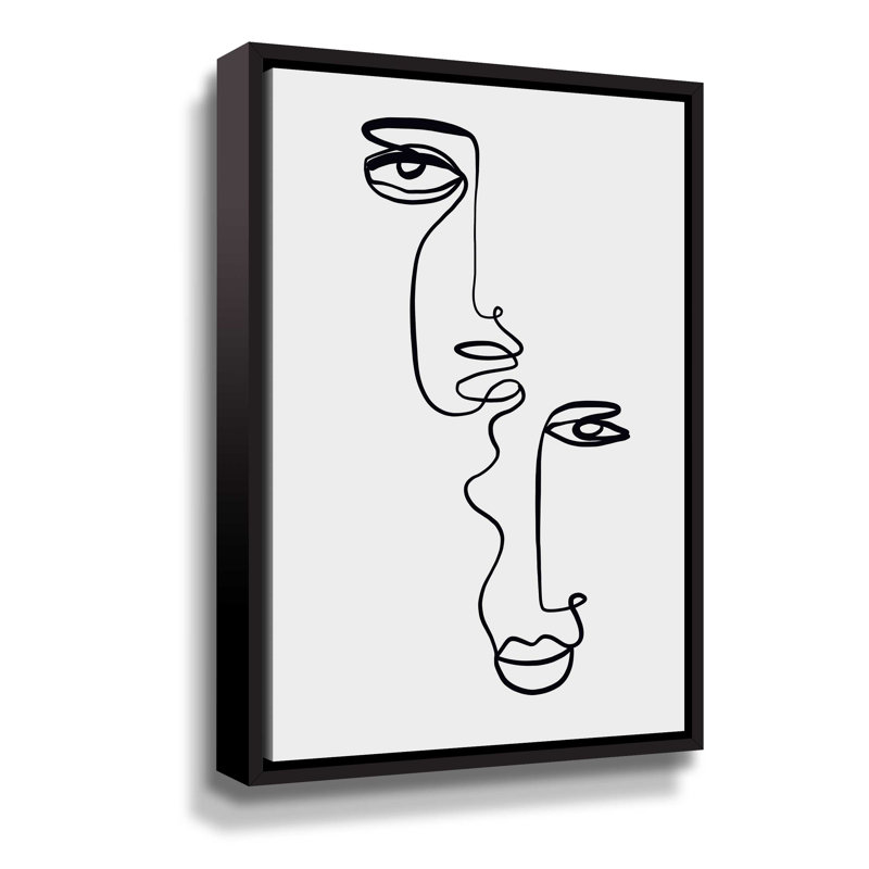 Face 2 - Peinture sur toile, Cadre flottant noir, H 24 po x l 36 po x P 2 po