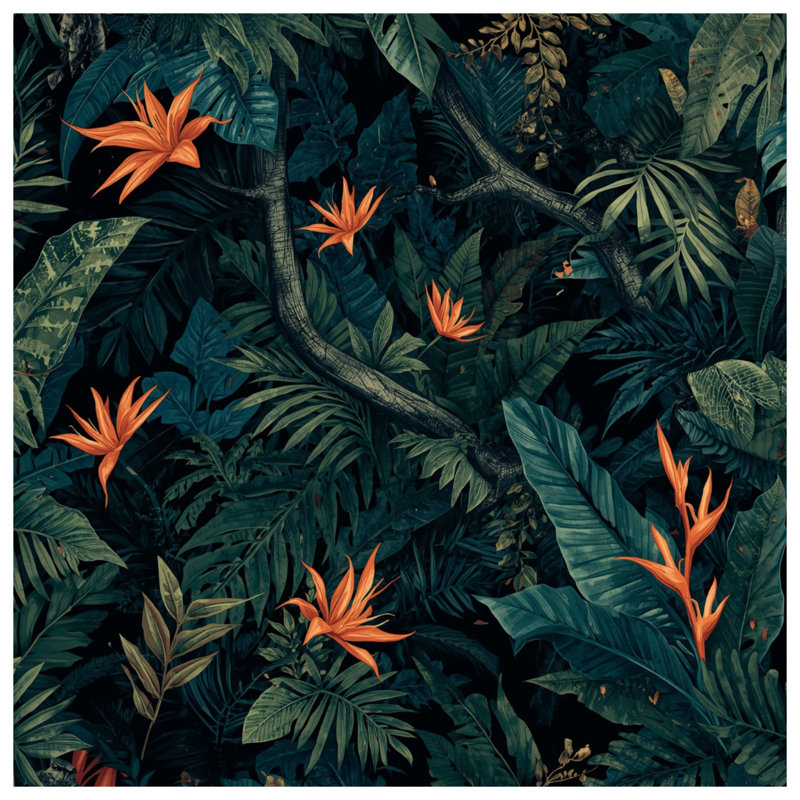 Tapisserie murale «Tropical Jungle Leaves» - Décoration murale tropicale, H 50 po x l 60 po avec 4 œillets