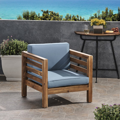 De 2 fauteuils club de style Mid-Century moderne - bois, pacane + bleu 2 pièces