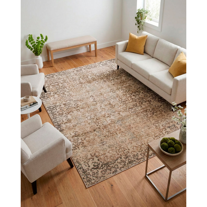 Tapis rectangulaire 6 pi 8 po x 9 pi 7 po Ayla, Rectangle 5 pi x 7 pi 2 po, Gray/Beige