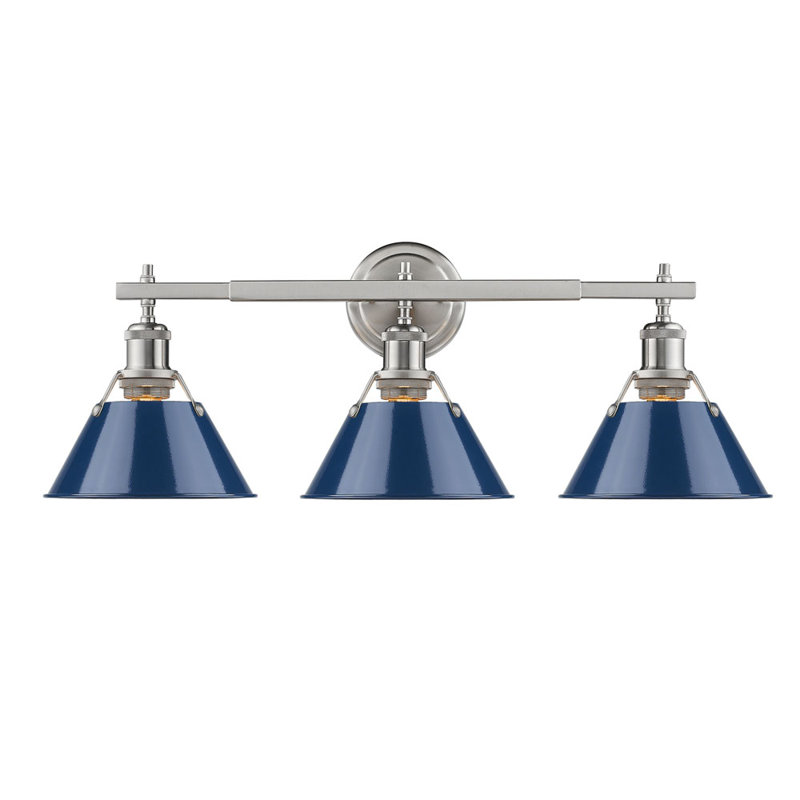 Luminaire à 3 lumières Felda, Bleu marine mat, Étain