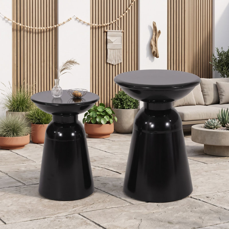 Ensemble de tables d'appoint pour l'extérieur, Noir