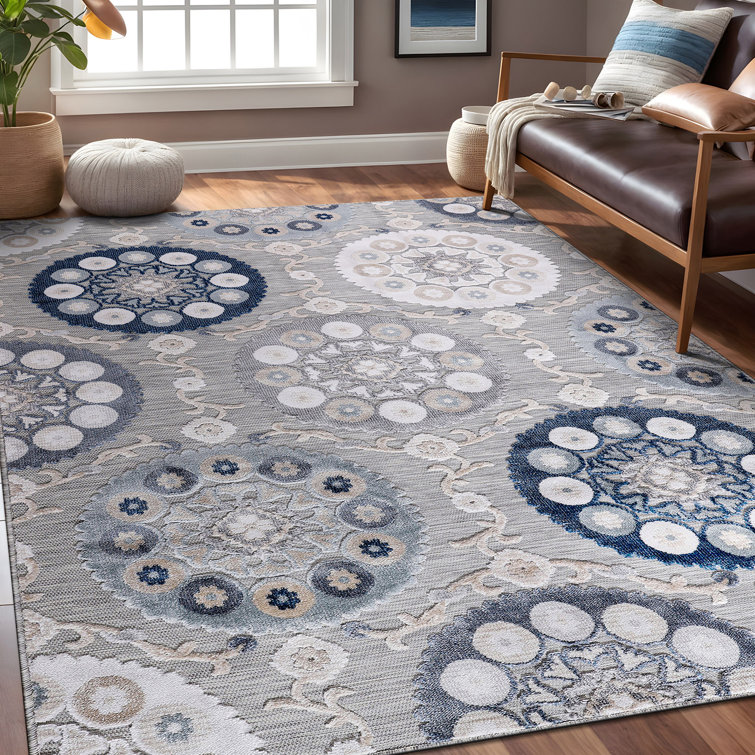 Chartier Machine Woven Floral Area Rug