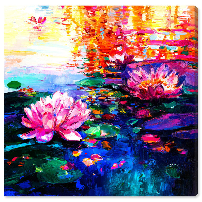 Art mural bohème Blooming Color Pond par Art Remedy, Toile tendue, H 12 po x l 12 po