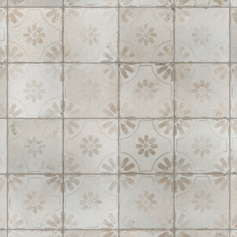 Kings 17.63" x 17.63" Ceramic Patterned Wall & Floor Tile, White