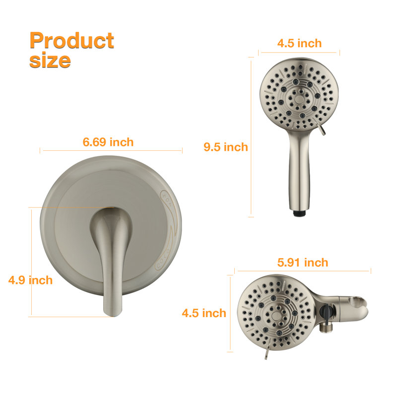 Complete Shower System with Rough in-Valve, Brushed Nickel