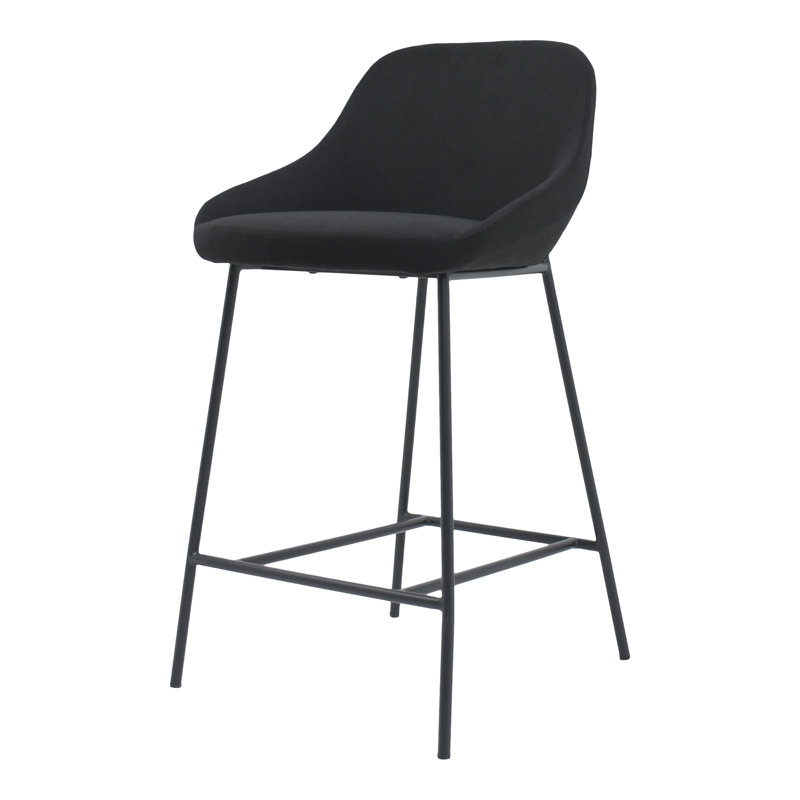 Tabouret de comptoir rembourré Louramore, Noir, Tabouret de comptoir (siège d'une hauteur de 27,2