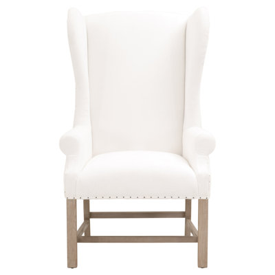 Bahia Fabric Upholstered Wingback Arm Chair in White