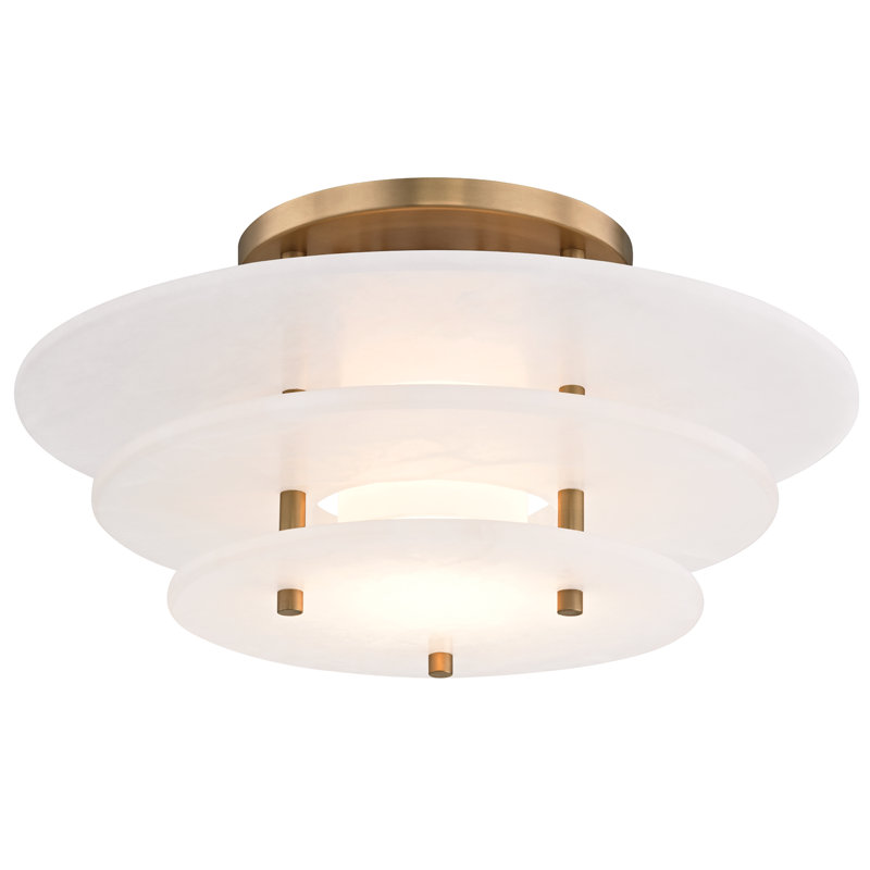 Gatsby 1 Light Flush Mount, Aged Brass, 7.5" H x 15.75" W x 15.75" D