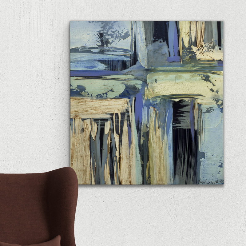 « blue abstract », reproduction d’art sur toile tendue, H 10 po x l 10 po x P 1,5 po