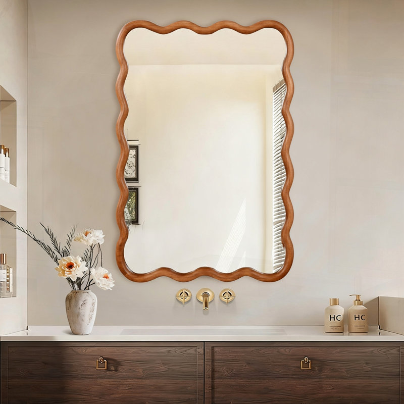 Miroir décoratif Wavy, Brun jaune, 24 po x 1,18 po