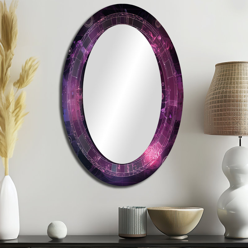 Troisième œil Chakra Mystical Circle II - Miroir mural ovale traditionnel, 36 po x 24 po