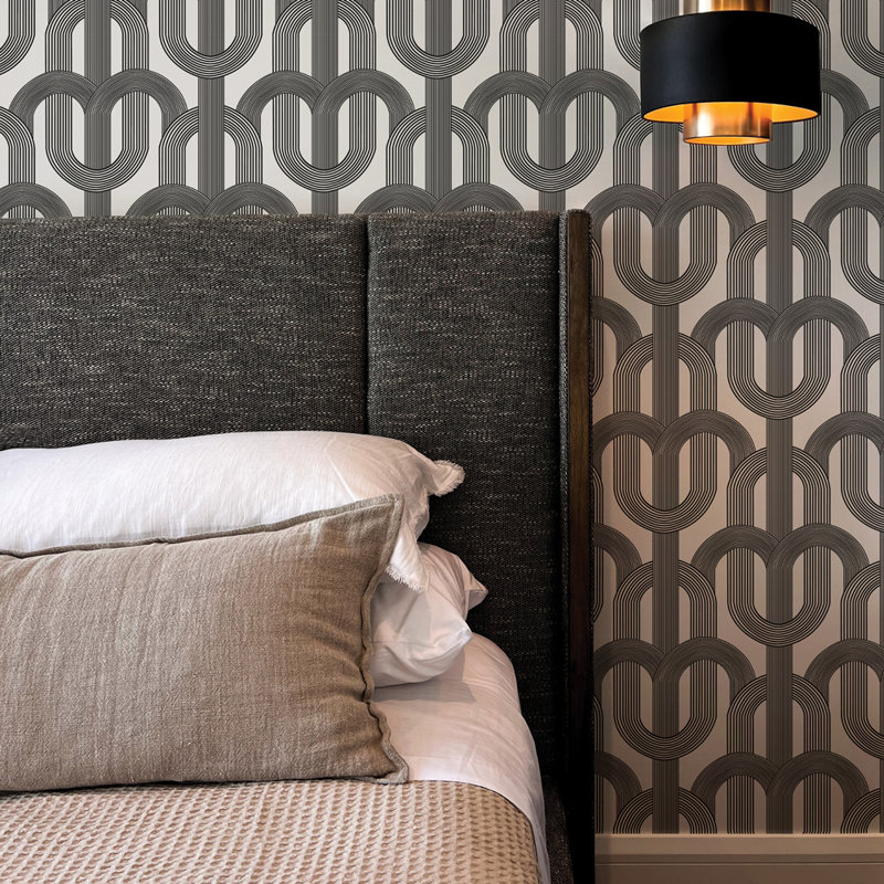 Shayla 16.5' L x 20.5" W Peel and Stick Wallpaper Roll, Black