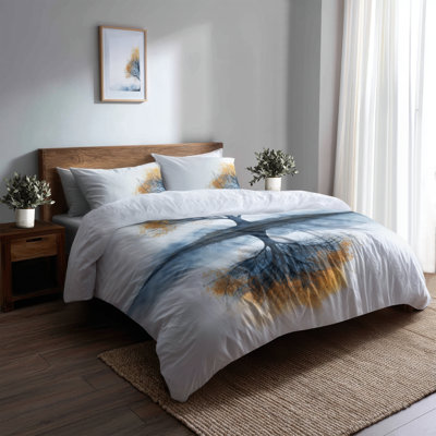 Abstract Tree Reflection II 3 Pcs Bedding Set - Forest Reflection Bedding And Shams Set