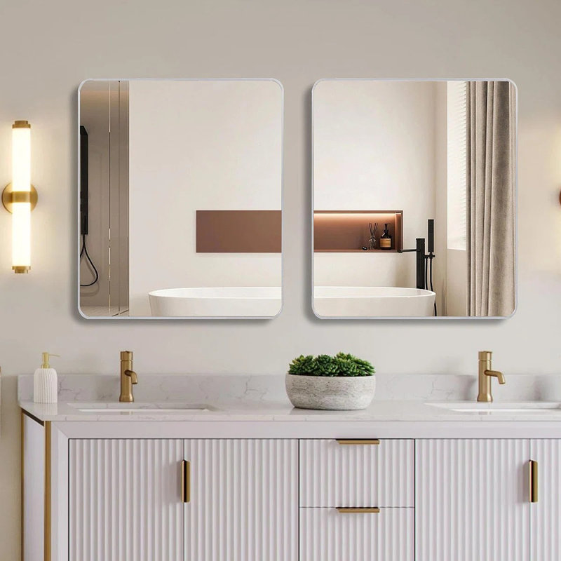 Miroir mural Mercedita, 32 po x 24 po, Black Duplicate, Aluminium Alloy