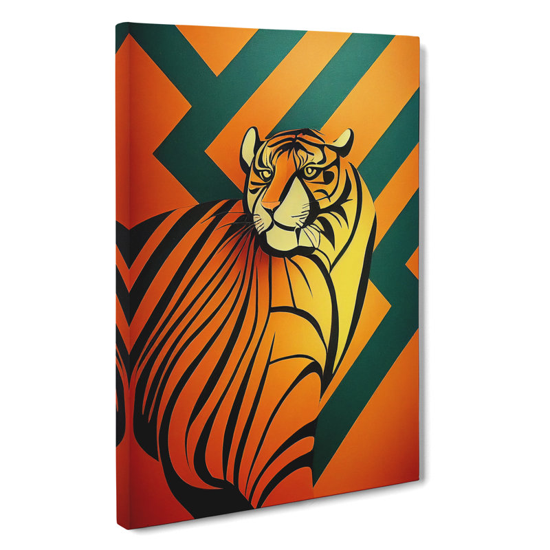 Retro Tiger Art - Wrapped Canvas, 76cm H x 50cm W x 3cm D