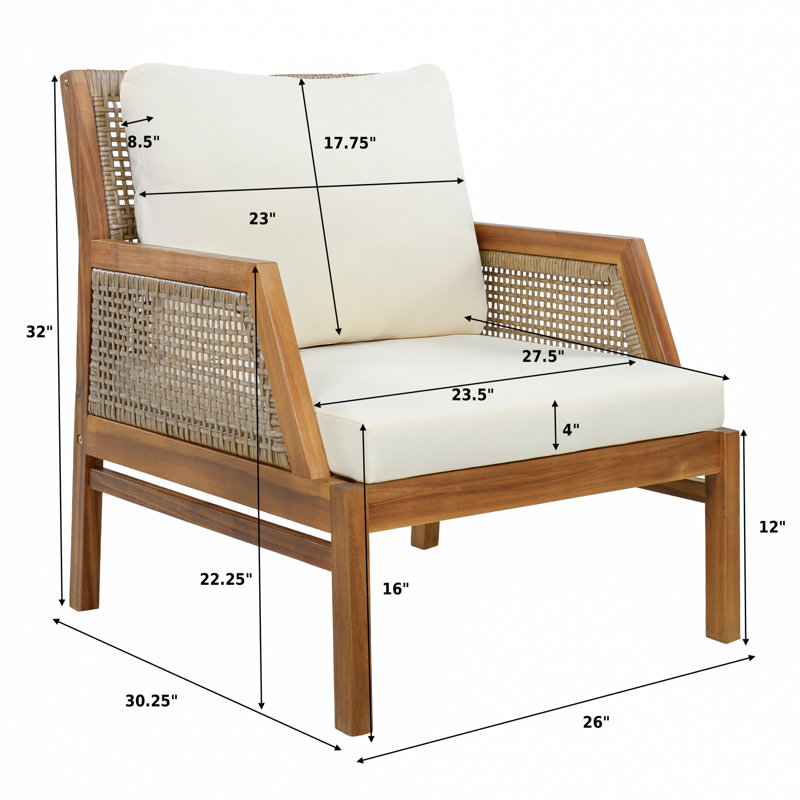 Chaises longues confort pour le patio, osier en bois d'acacia, extérieur rustique moderne