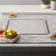Table de foyer d'extérieur au propane avec plateau en céramique / carrelage et base en osier et réservoir de carburant caché-99468594