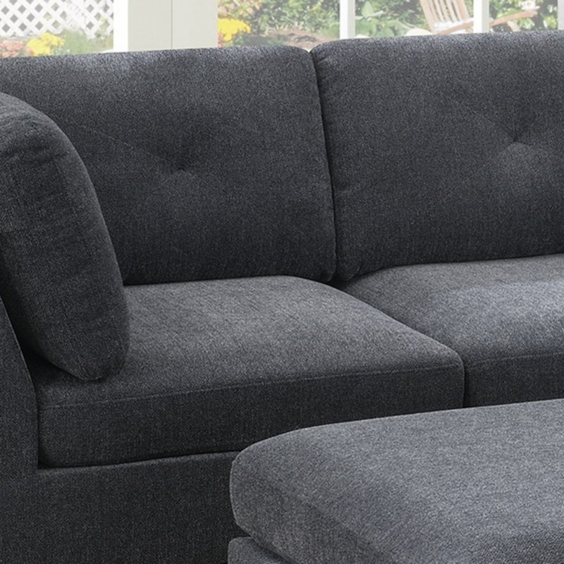 Ensemble de canapé modulaire en chenille gris cendré pour salon modulaire en L 2 po, Métal industriel cendré