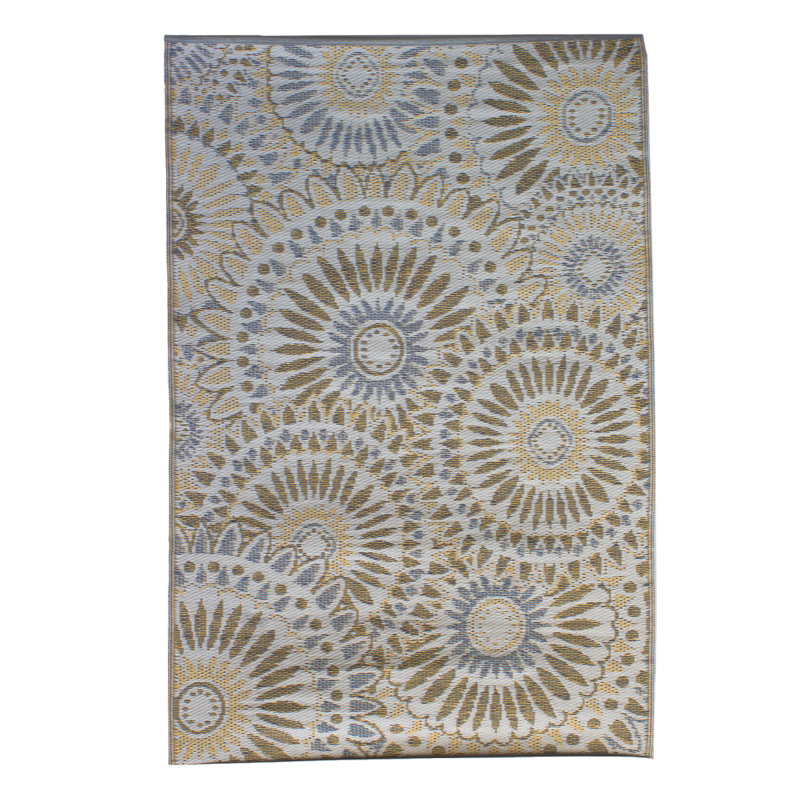 Tapis d'extérieur Jeruham Kaléidoscope 6 x 9 pi beige / bleu