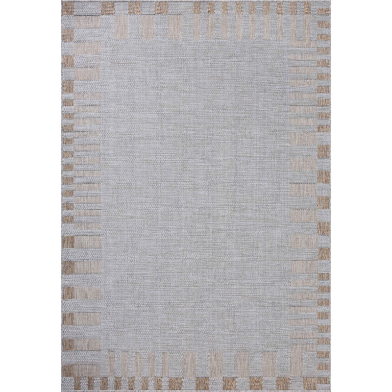 Tapis intérieur / extérieur argent / naturel Amber Lewis x Loloi, Rectangle 7 pi 10 po x 10 pi