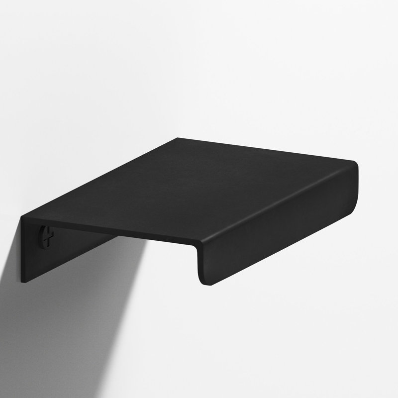 Poignée de bord avec rebord droit, Noir satiné mat, 4"