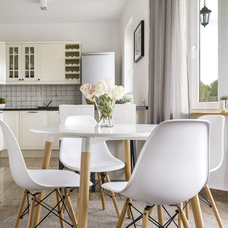 Chaise d'appoint avec pieds en bois naturel. Chaise Carbone Clegg Eiffel Style (blanc), Blanc