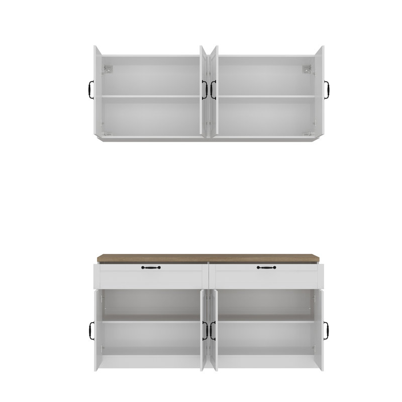 63"W Garage Storage Cabinet Set With Upper & Lower Units