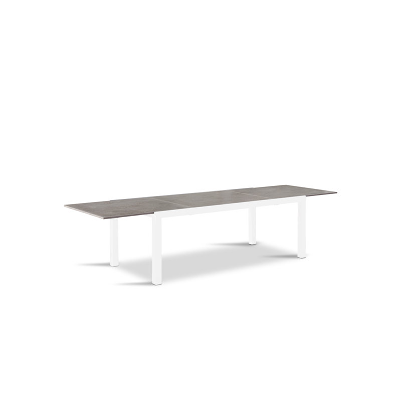 Ajha Rectangular Metal Extendable Outdoor Dining Table , 82'' in. W 39.25'' in. D, Barnwood, White