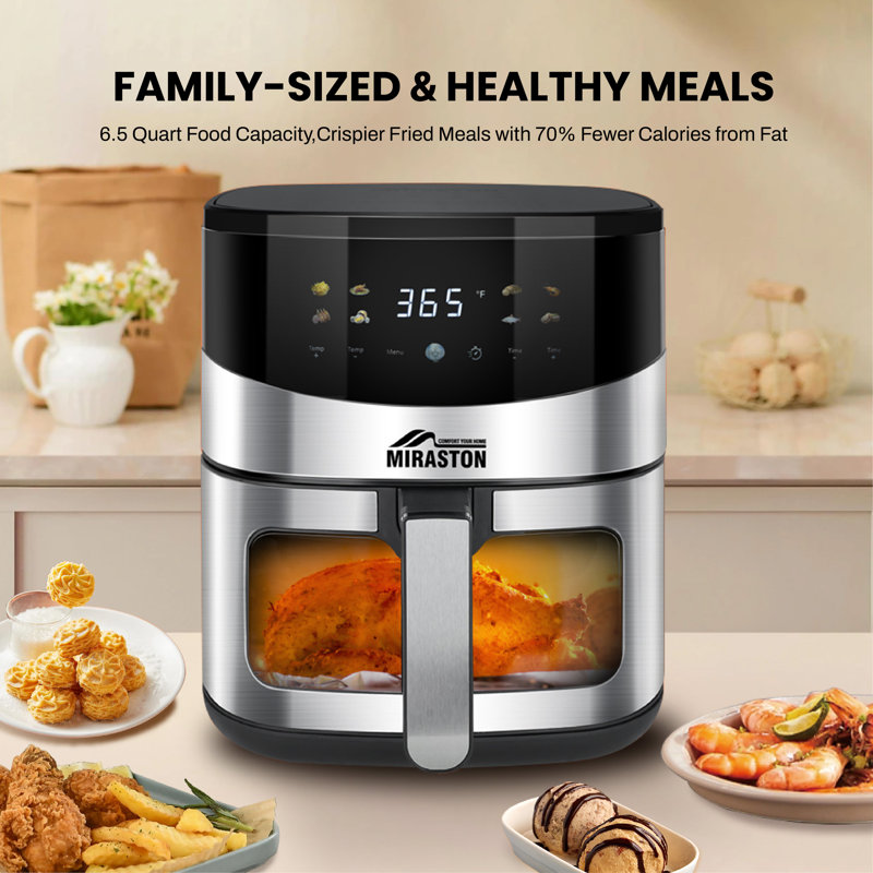 6.5quart Air Fryer, Smart Touch Screen With Color Icons And Viewable Windows, 8 Presets Recipes & Manual Adjustments For Quick Easy Meals, Dishwasher-safe, For Family, Party
