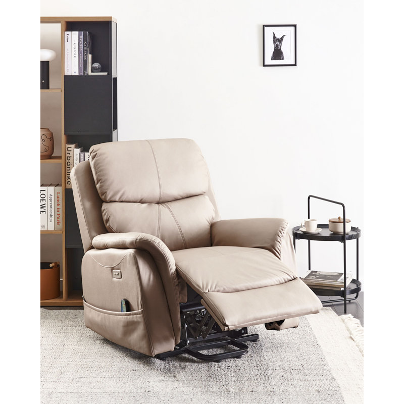 85cm Wide Lift Assist Standard Recliner with Massager, Glorie Taupe