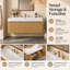 Meuble-lavabo mural avec lavabo en céramique intégré, armoire de rangement suspendue avec 3 trous prépercés pour robinetterie, chêne-2008991119