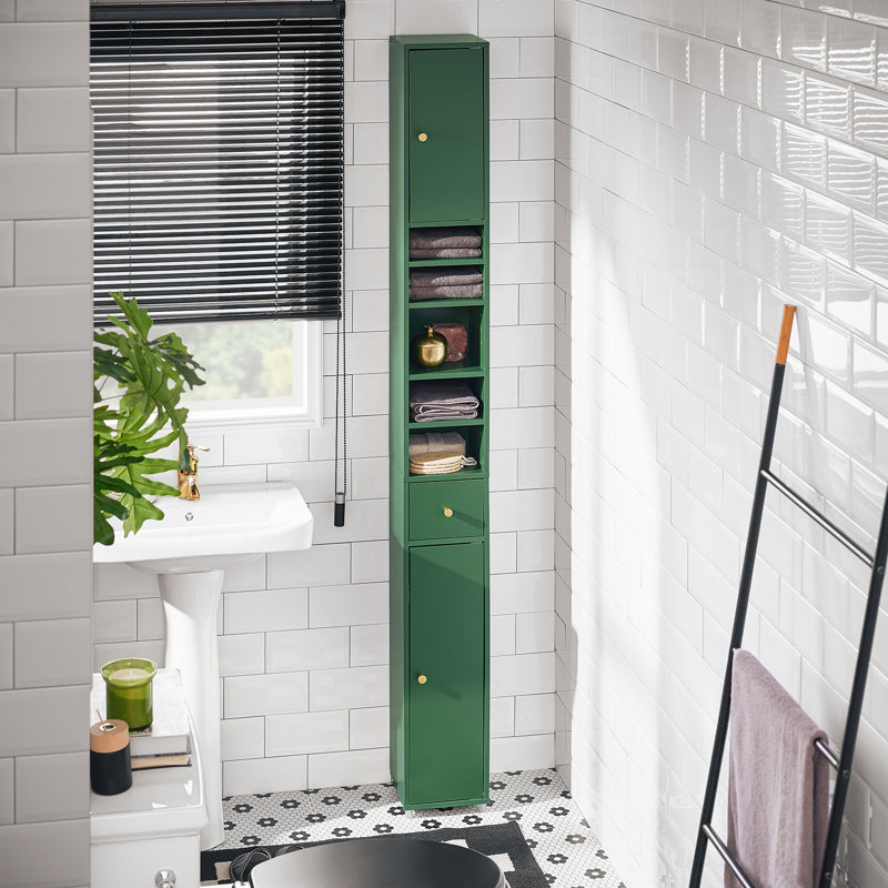 Munford Freestanding 20cm W Linen Cabinet, Sage Green