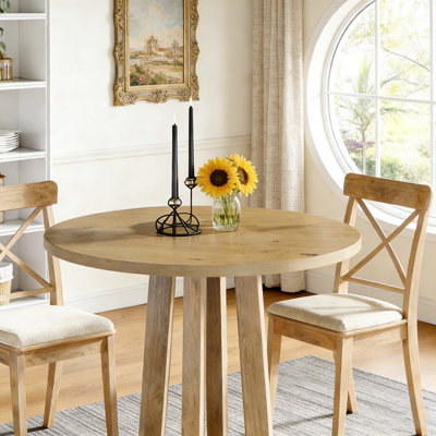 Small Round Dining Table Kitchen Table with Sturdy Base