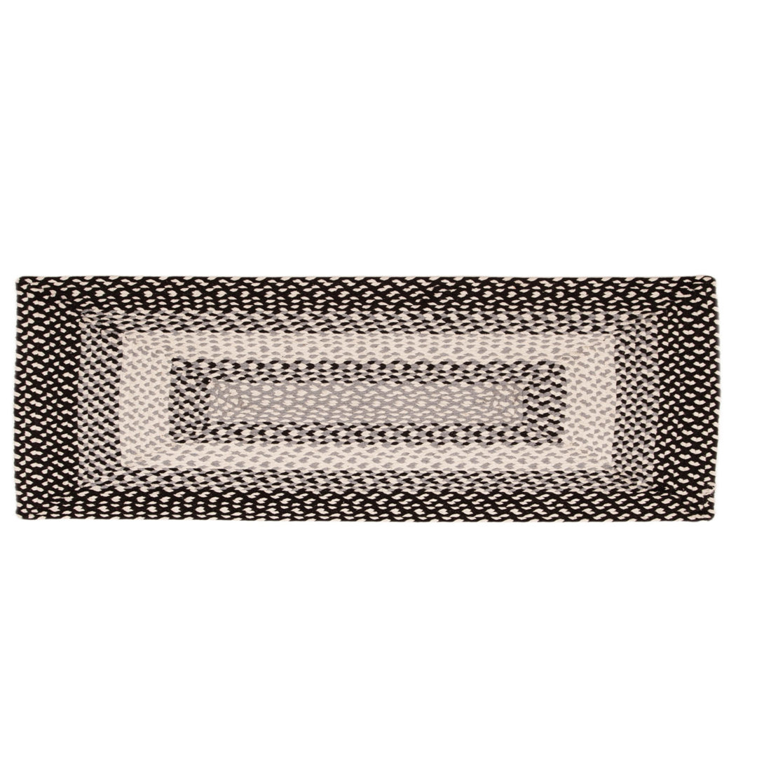 Waterbury Farmhouse Handmade Braided Black & White Area Rug Dakota Fields Rug 