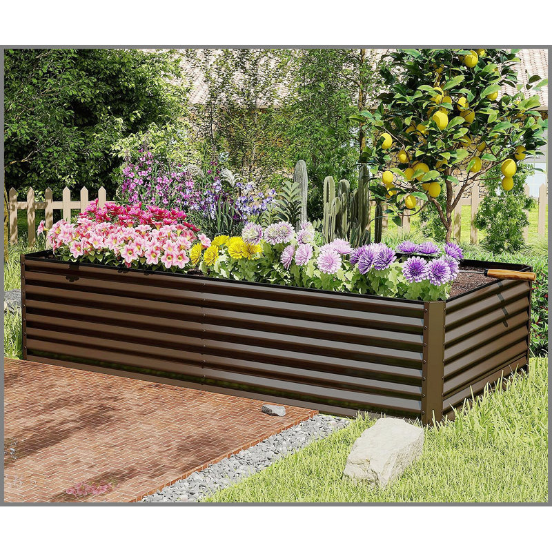 8x4x2 ft Galvanized Raised Garden Bed, Spacious and Durable Outdoor Planter for Growing Vegetables, Fruits, and Flowers