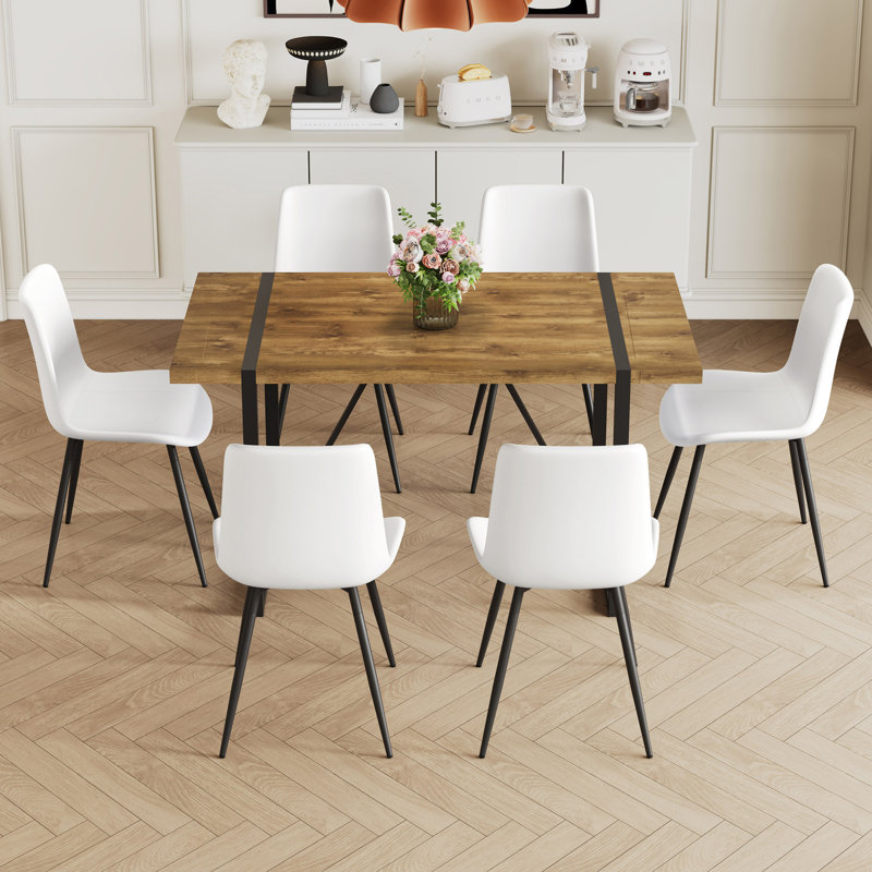 Ensemble de table et chaises, Marron clair, 7
