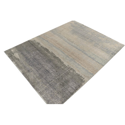 Distressed Modern Rug In Gray, Blue, Beige Abstract Pattern By Rug & Kilim