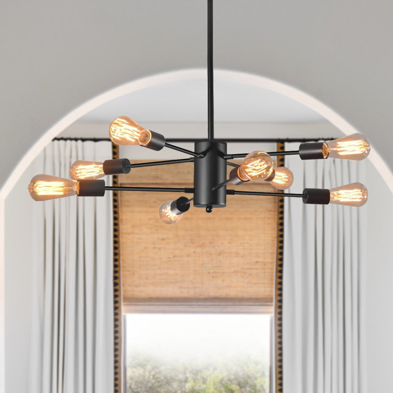 Lustre linéaire spoutnik moderne à 8 lumières Chare, Noir