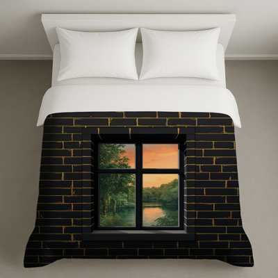 Housses de couette murales noires en brique