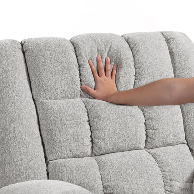 Gentle Rocking Motion Reclining Chair 1Pc Light Gray Chenille Upholstery Ultra Comfort Living Room Furniture