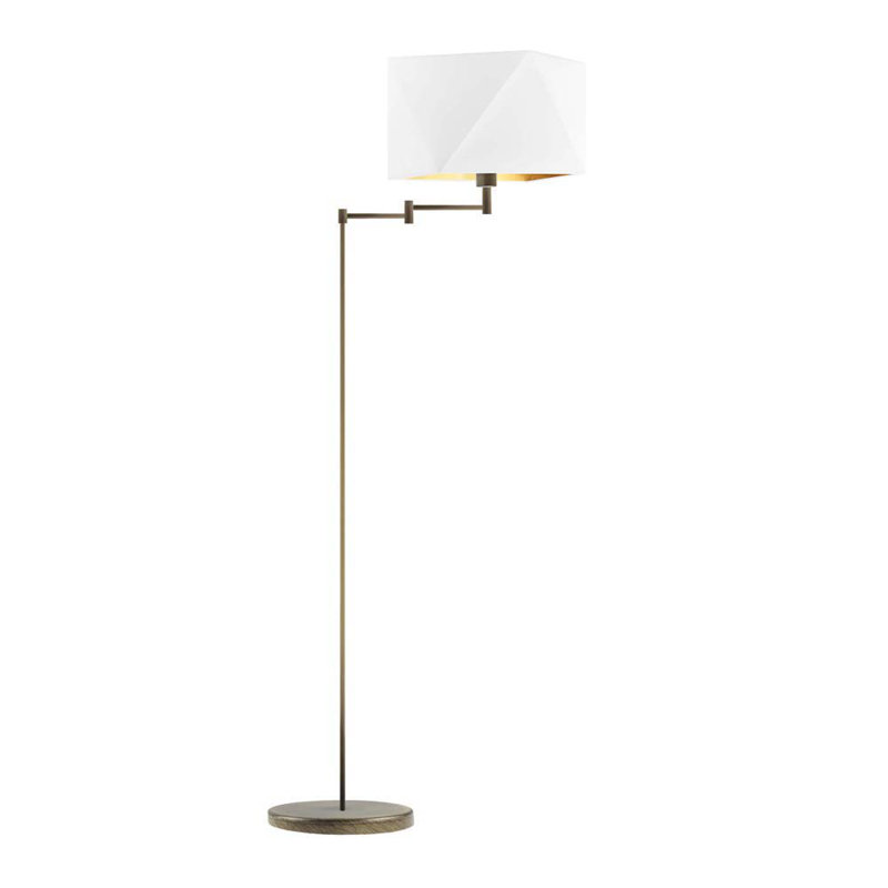 Glasper 165cm Swing Arm Floor Lamp, Brushed Bronze, White