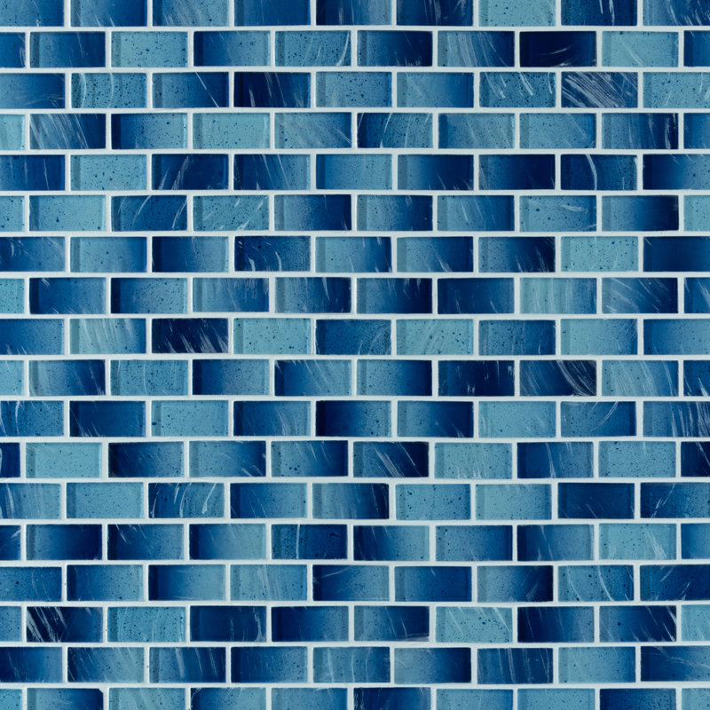 Artista 1" x 2" Glass Tiles, Silver Lake